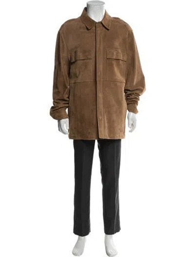 Pre-owned Zegna Leather Jacket In Brown