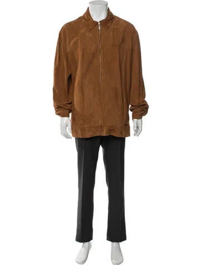 Pre-owned Zegna Leather Jacket In Brown