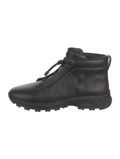 Pre-owned Zegna Leather Lace-up Boots In Black