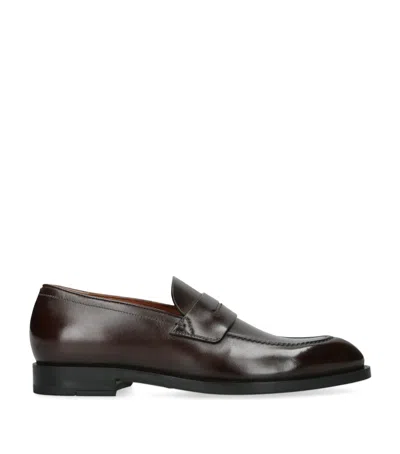 Zegna Leather L'asola Loafers In Brown