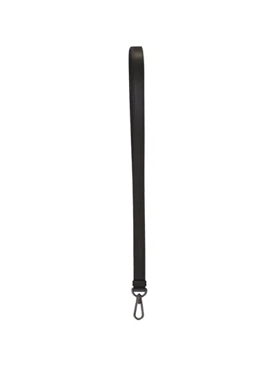 Zegna Leather Lobster-claw Lanyard In Black