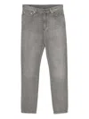 Zegna Leather Patch Jeans In Gray