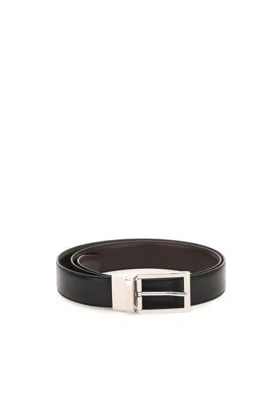 Zegna Leather Reversibile Belt In Brown,black