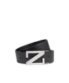Zegna Leather Reversible Belt In Black
