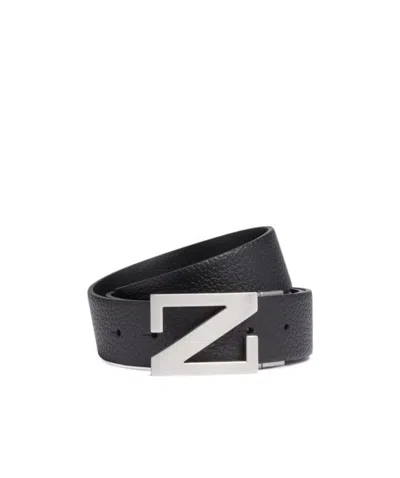 ZEGNA ZEGNA LOGO PLAQUE BUCKLE BELT