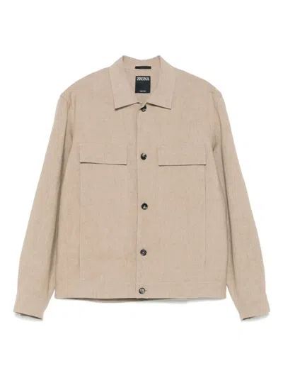 Zegna Leather Shirt Jacket