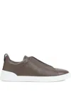 Zegna Triple Stitch Low-top Sneakers In Brown