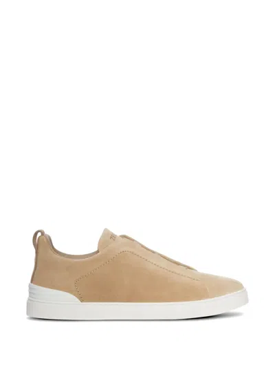 Zegna Triple Stitch Low-top Casual Shoes In Neutral