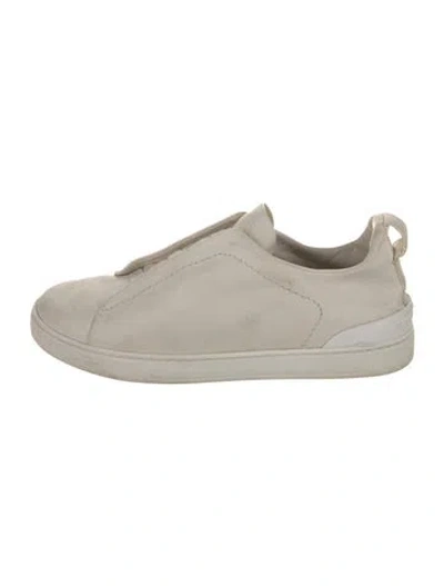 Pre-owned Zegna Leather Sneakers In Neutral
