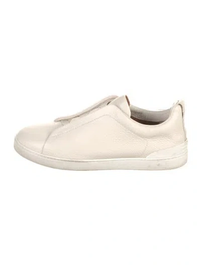 Pre-owned Zegna Leather Sneakers In Neutral