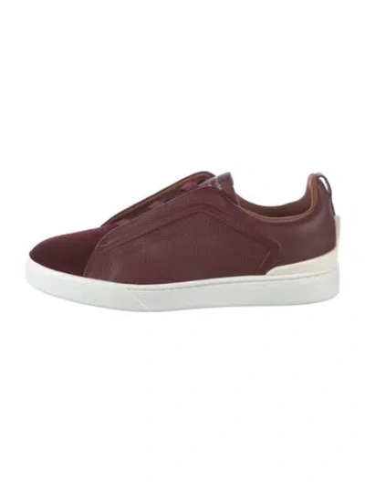 Pre-owned Zegna Leather Sneakers In Red