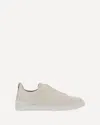 Zegna Triple Stitch Deerskin Leather Slip-on Sneaker In White