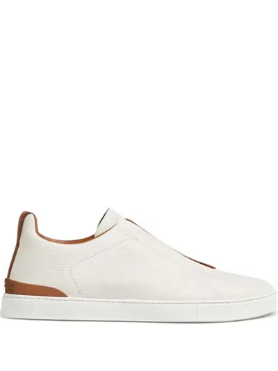 Zegna Leather Sneakers In White