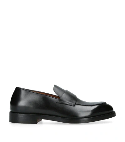 Zegna Leather Torino Loafers In Black