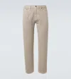 Zegna Vicuna Delave Garment Dyed Stretch Slim Fit Jeans In Beige