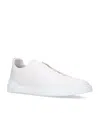 Zegna Leather Triple Stitch Sneakers In White