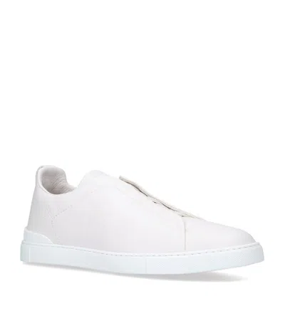 ZEGNA LEATHER TRIPLE STITCH SNEAKERS