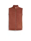 Shop Zegna Gilet Sans Manches En Cuir In Rouge Brique