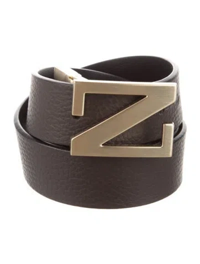 Pre-owned Zegna Leather Waist Belt In Black