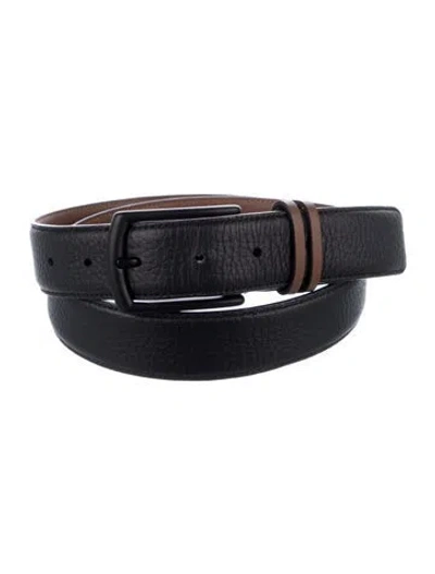 Pre-owned Zegna Leather Waist Belt In Black