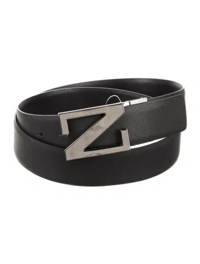 Pre-owned Zegna Leather Waist Belt In Black