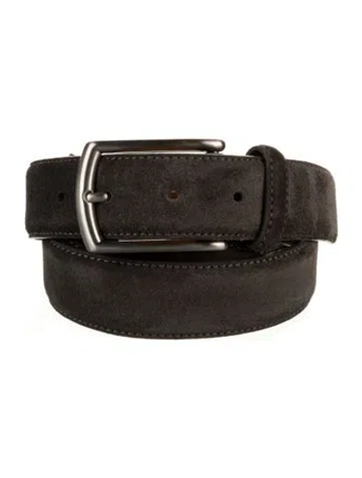 Pre-owned Zegna Leather Waist Belt In Gray