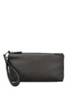 Zegna Leather Zip-fastening Clutch Bag In Gray