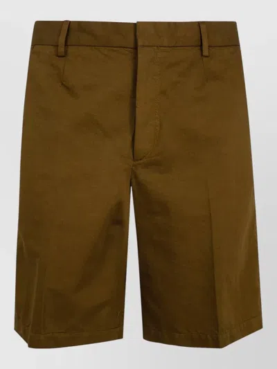 Zegna Leisurewear Shorts Straight Cut Belt Loops In Green