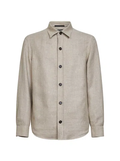 Zegna Light Beige Cashmere And Linen And Silk Overshirt In Nude