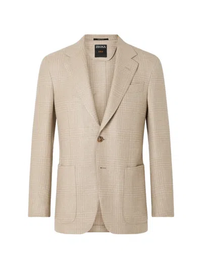 Zegna Light Beige Cashmere Silk And Linen Jacket In Neutrals