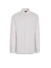 ZEGNA LIGHT BEIGE CENTOVENTIMILA COTTON AND LINEN SHIRT