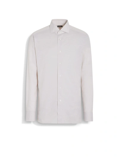 Zegna Light Beige Centoventimila Cotton And Linen Shirt