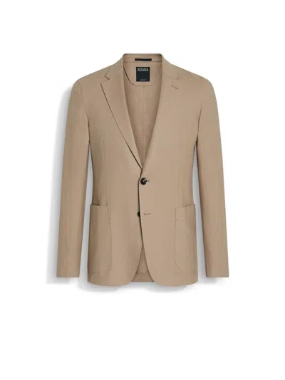 ZEGNA VESTE CHEMISE EN OASI LINO BEIGE CLAIR