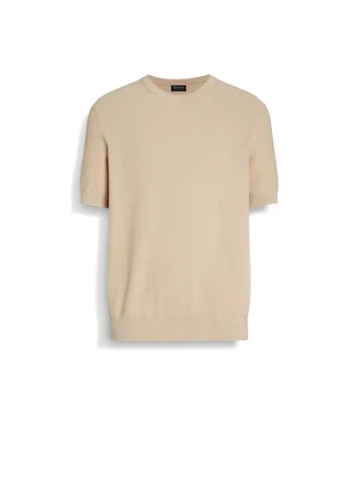 ZEGNA LIGHT BEIGE PREMIUM COTTON CREWNECK