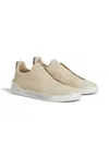 Zegna Sneaker Low Top Triple Stitch In Light Beige