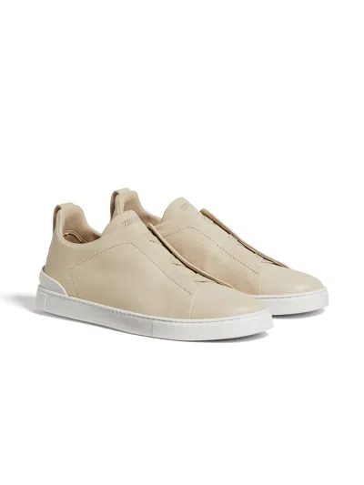 ZEGNA BASKETS TRIPLE STITCH SECONDSKIN BEIGE CLAIR