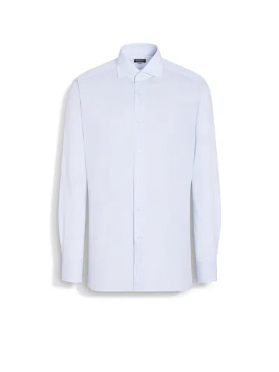 Zegna Light Blue Centoventimila Cotton And Linen Shirt In Multi