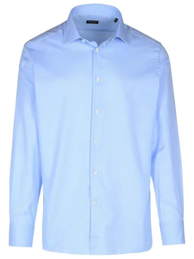 Zegna Long-sleeved Shirt In Blue