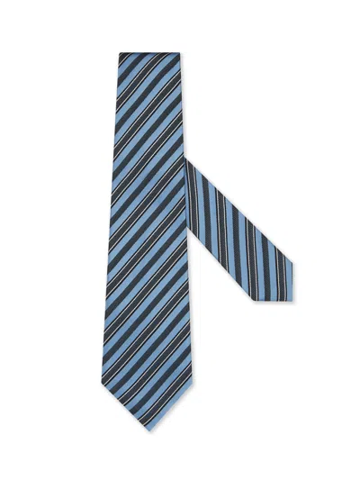 Zegna Light Blue Silk And Cotton Tie