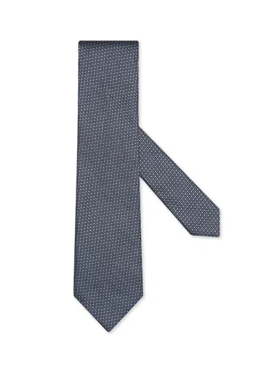 Zegna Light Blue Silk Tie In Gray
