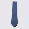 Zegna Geometric Pattern Wide Blade Ties Collection In Blue