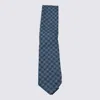 Zegna Geometric Pattern Tie Pointed Tip In Blue