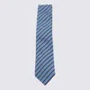 Zegna Diagonal Striped Tie Pointed Shape In Blue