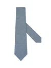 Zegna Geometric Floral Pattern Jacquard Tie In Bleu Clair