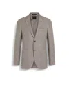 Zegna Light Brown Crossover Linen Wool And Silk Blend Jacket In Light Brown