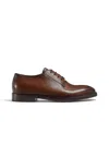 Zegna Leather Torino Derby Shoes In Light Brown