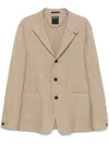 Zegna Linen Jacket With Rear Vent In Neutral