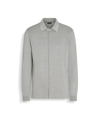 Zegna Light Grey Linen And Silk Shirt