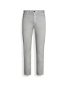Zegna Light Grey Stretch Linen And Cotton Roccia Jeans