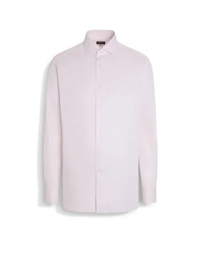 ZEGNA LIGHT PINK MICRO-STRIPED CENTOVENTIMILA COTTON SHIRT